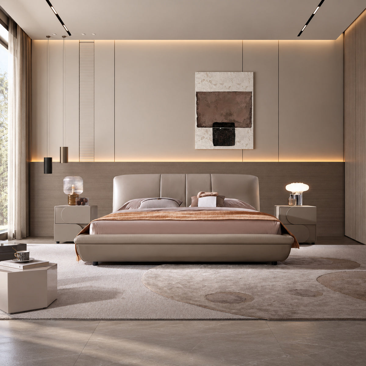 Leather art soft bed（C173） - lifestyle scene