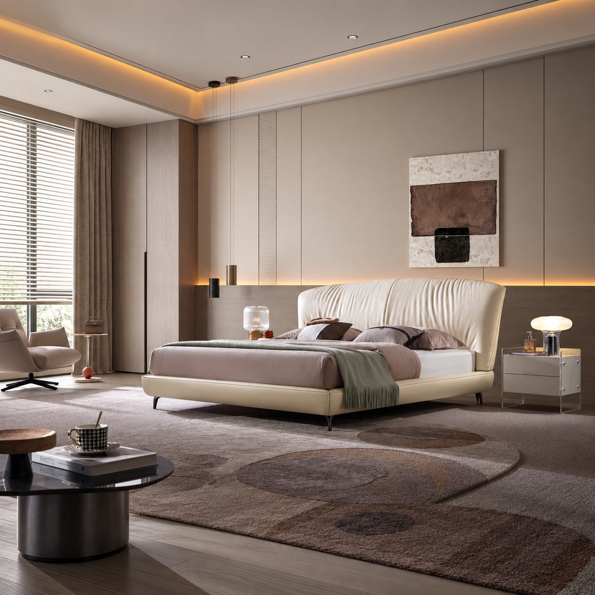 Leather art soft bed（C175） - lifestyle scene
