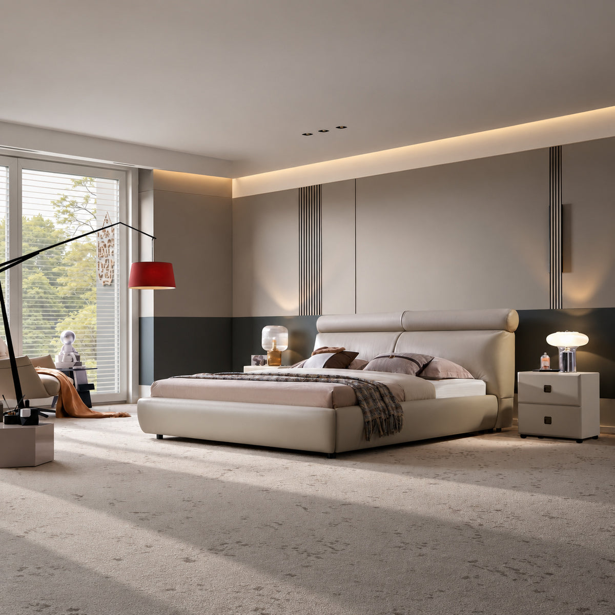 Leather art soft bed（C186） - lifestyle scene